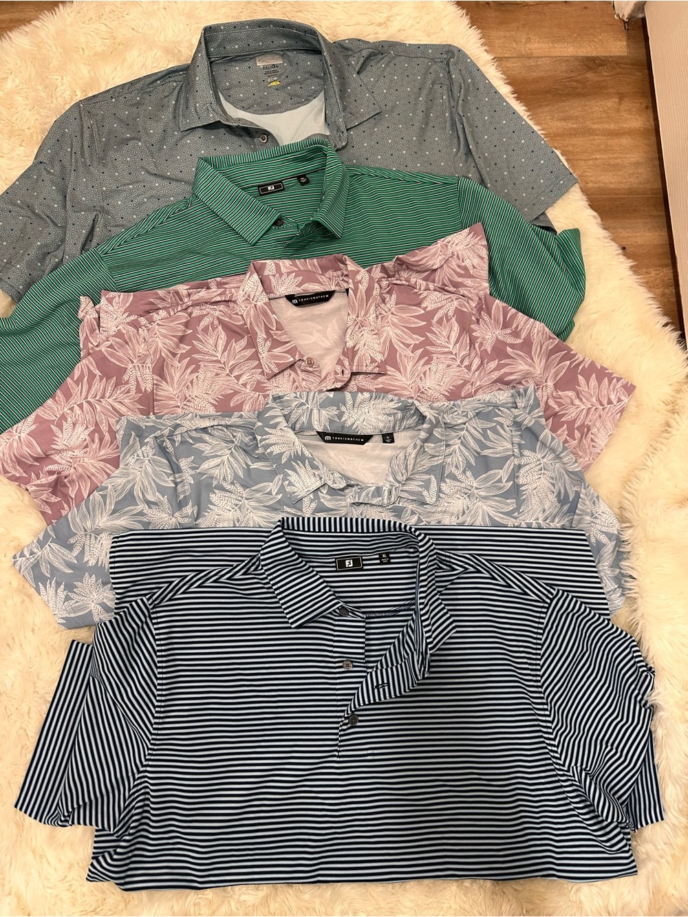 Travis Mathew Men’s Polo Lot - Navy, Light Blue, Mauve, Green, Gray